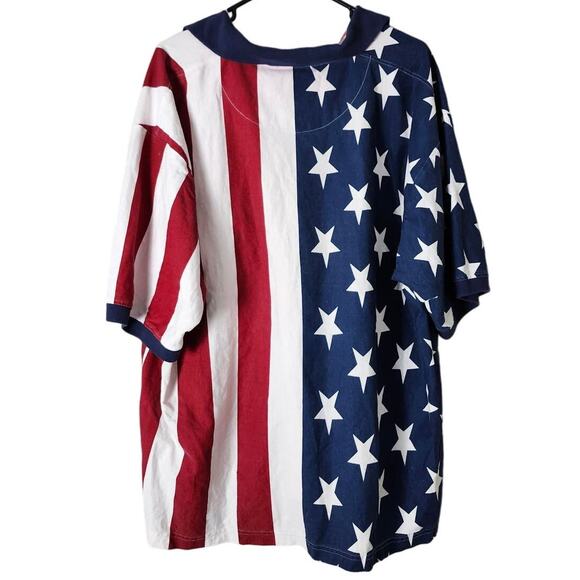 Cotton Traders Sport American Flag Short Sleeve Button Down Shirt Size XXL - Picture 2 of 4
